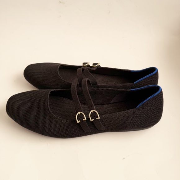 Rothy's The Double Buckle Mary Jane Black Flats Size 9 - Picture 5 of 7